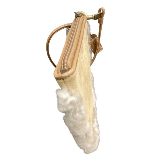 Coach Wristlet Women’s One Size Small Shearling And Suede Zipper Camel Color - Picture 3 of 5